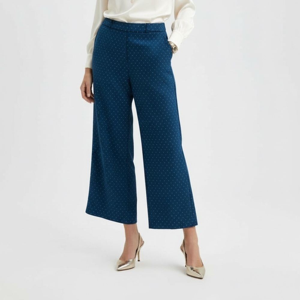J. Jill Wearever Navy Polka Dot Crop Pants